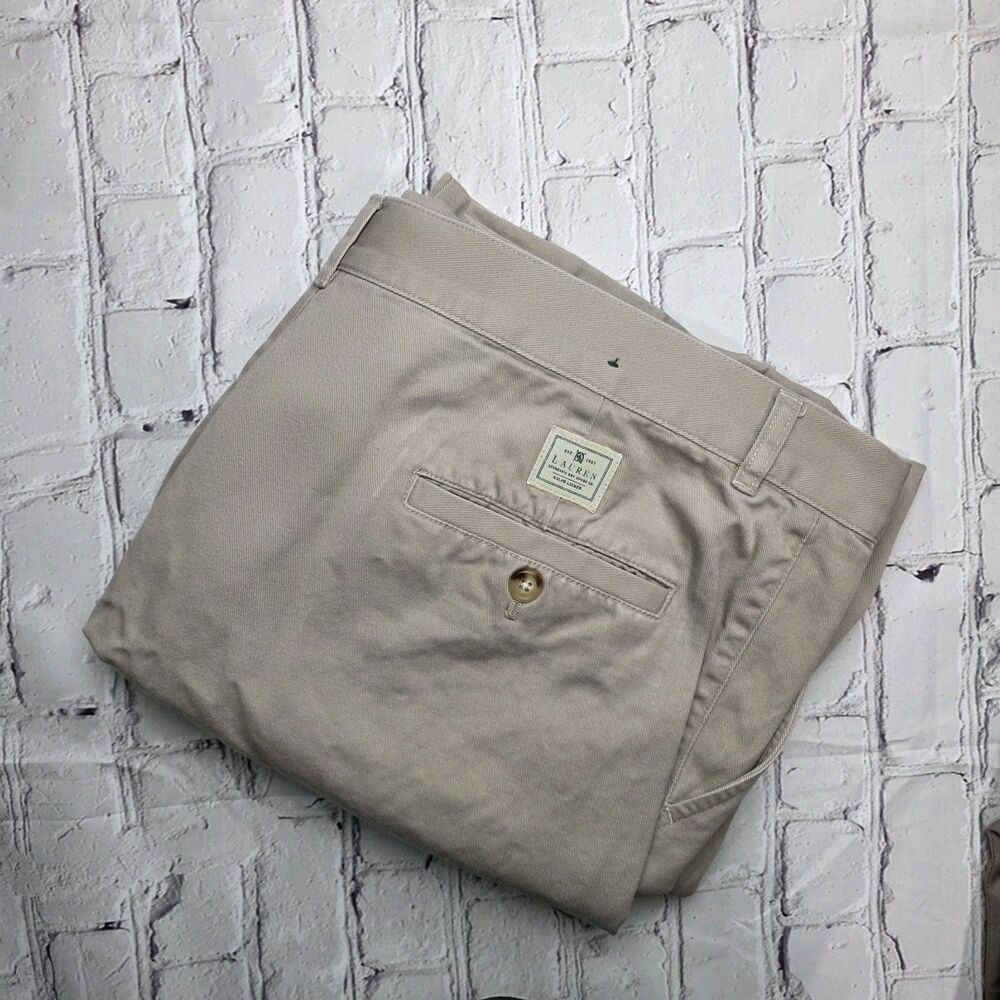 Vtg Polo Ralph Lauren Men's 36x34 Khaki Pleated Chino Pants